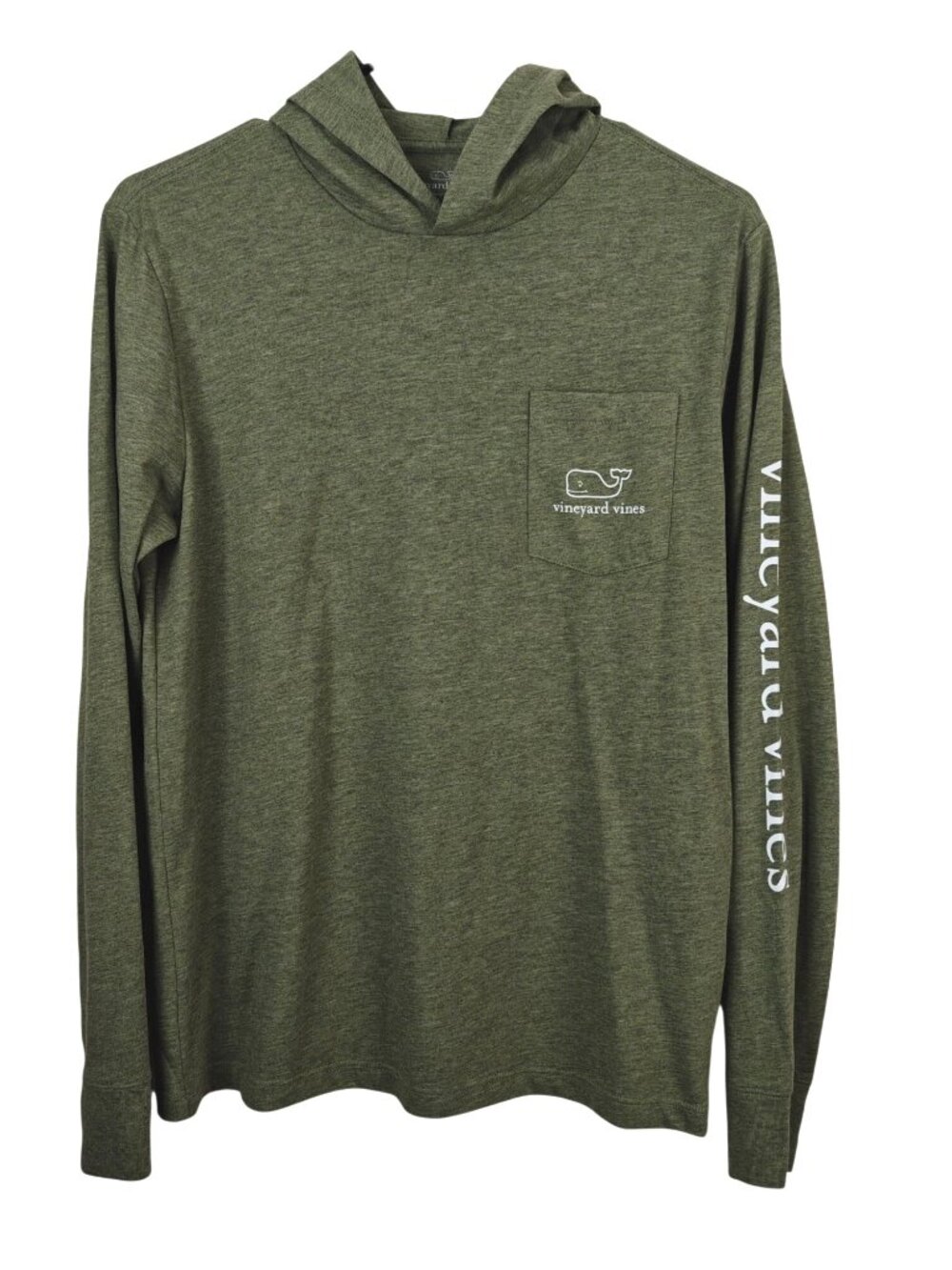 Vineyard Vines Men's Green Hooded Long Sleeve Shirt L Cotton/Poly Blend